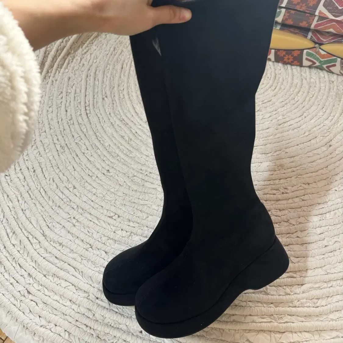 블랙 스웨이드 롱부츠 통굽235 상품이미지7