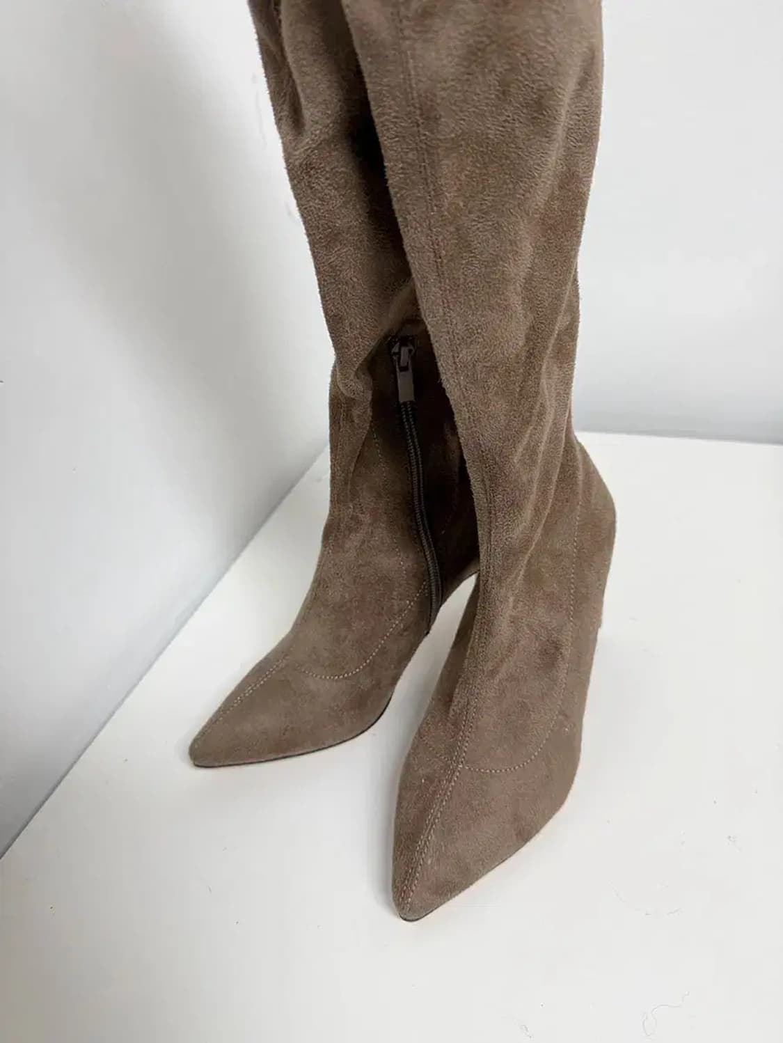 싸이하이 니하이 스웨이드 롱부츠 9cm 230 브라운 블랙 상품이미지1