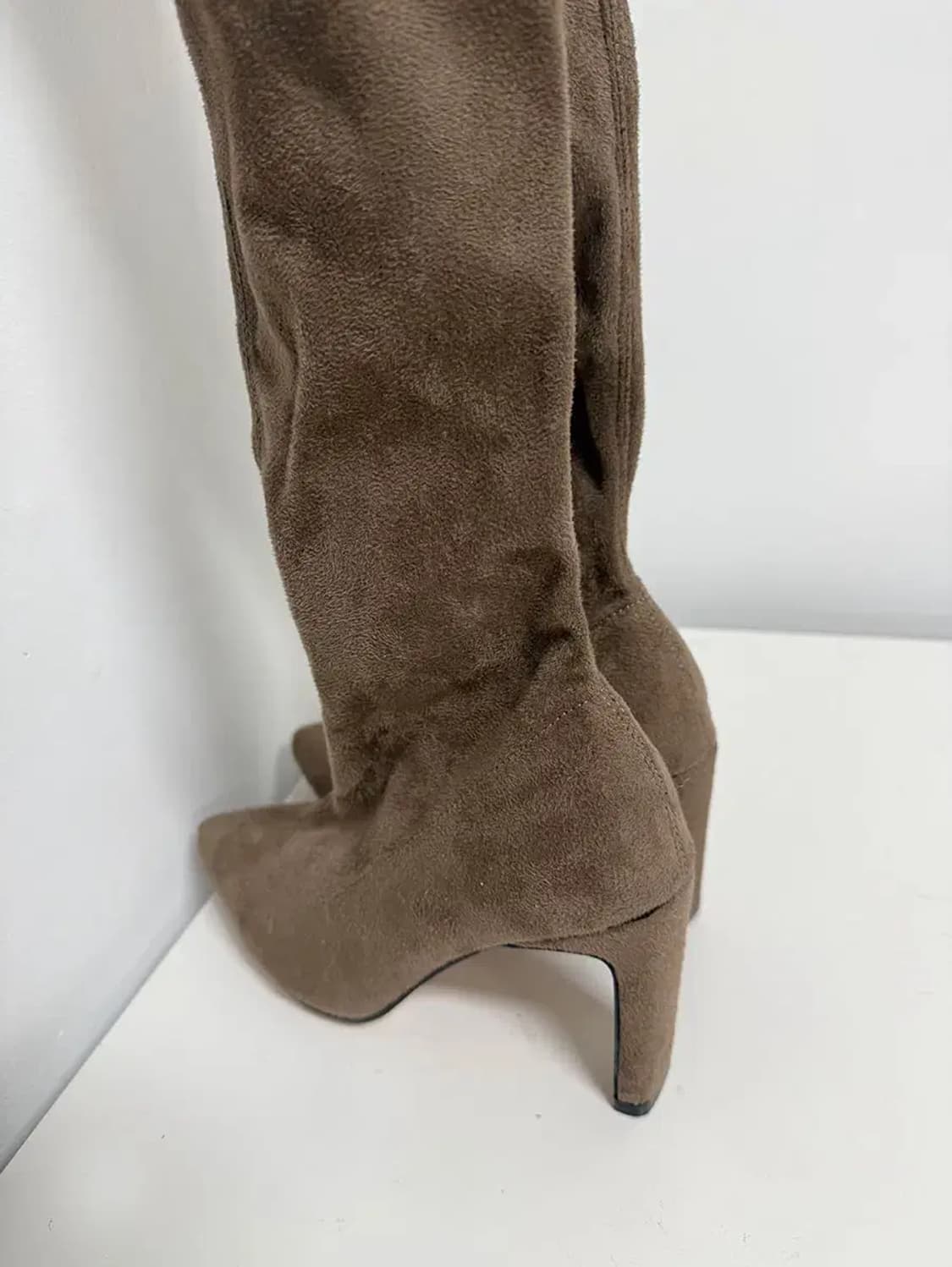 싸이하이 니하이 스웨이드 롱부츠 9cm 230 브라운 블랙 상품이미지4