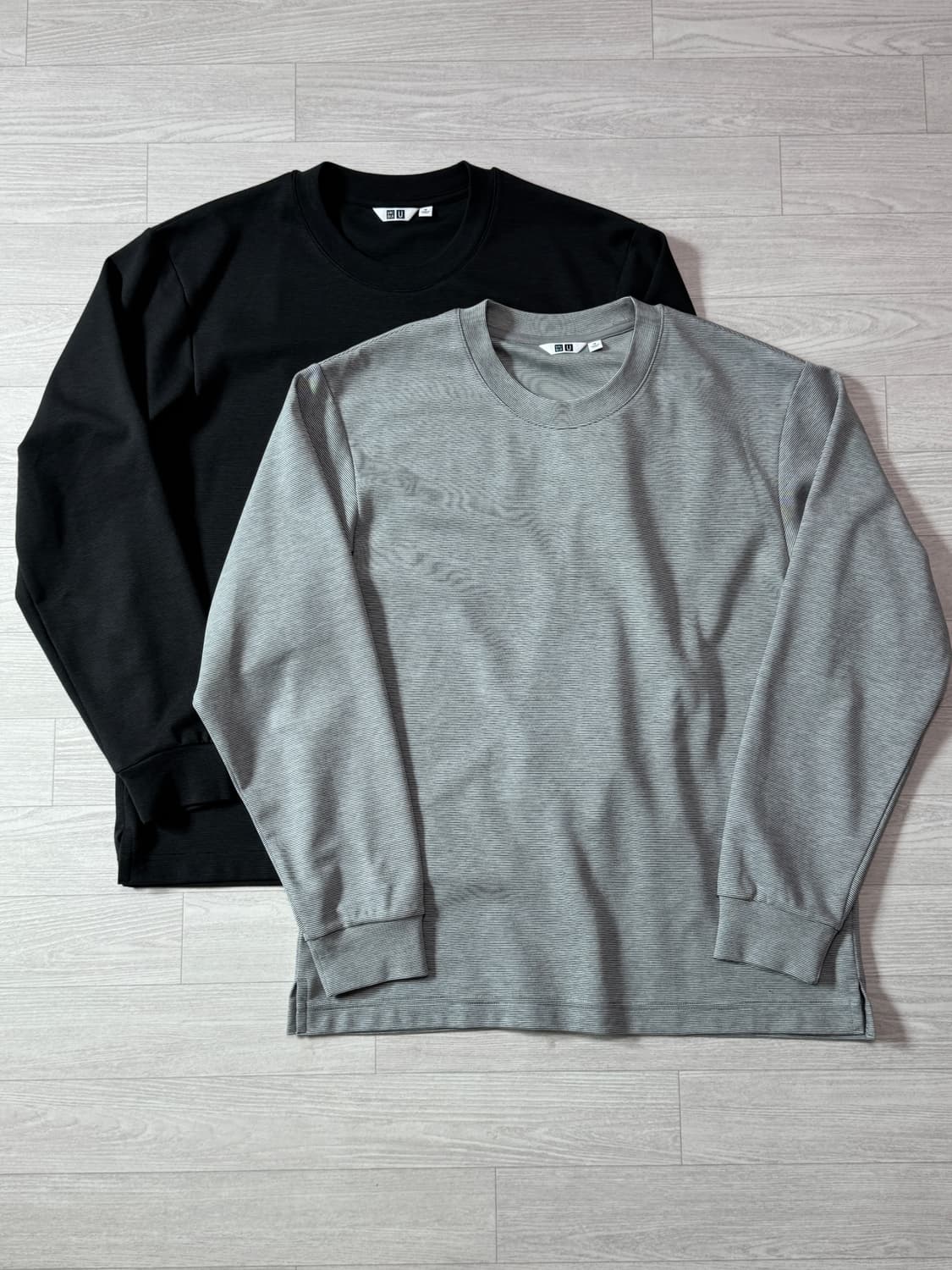 유니클로U 에어리즘 코튼스트라이프티 블랙, 화이트 M 상품이미지1