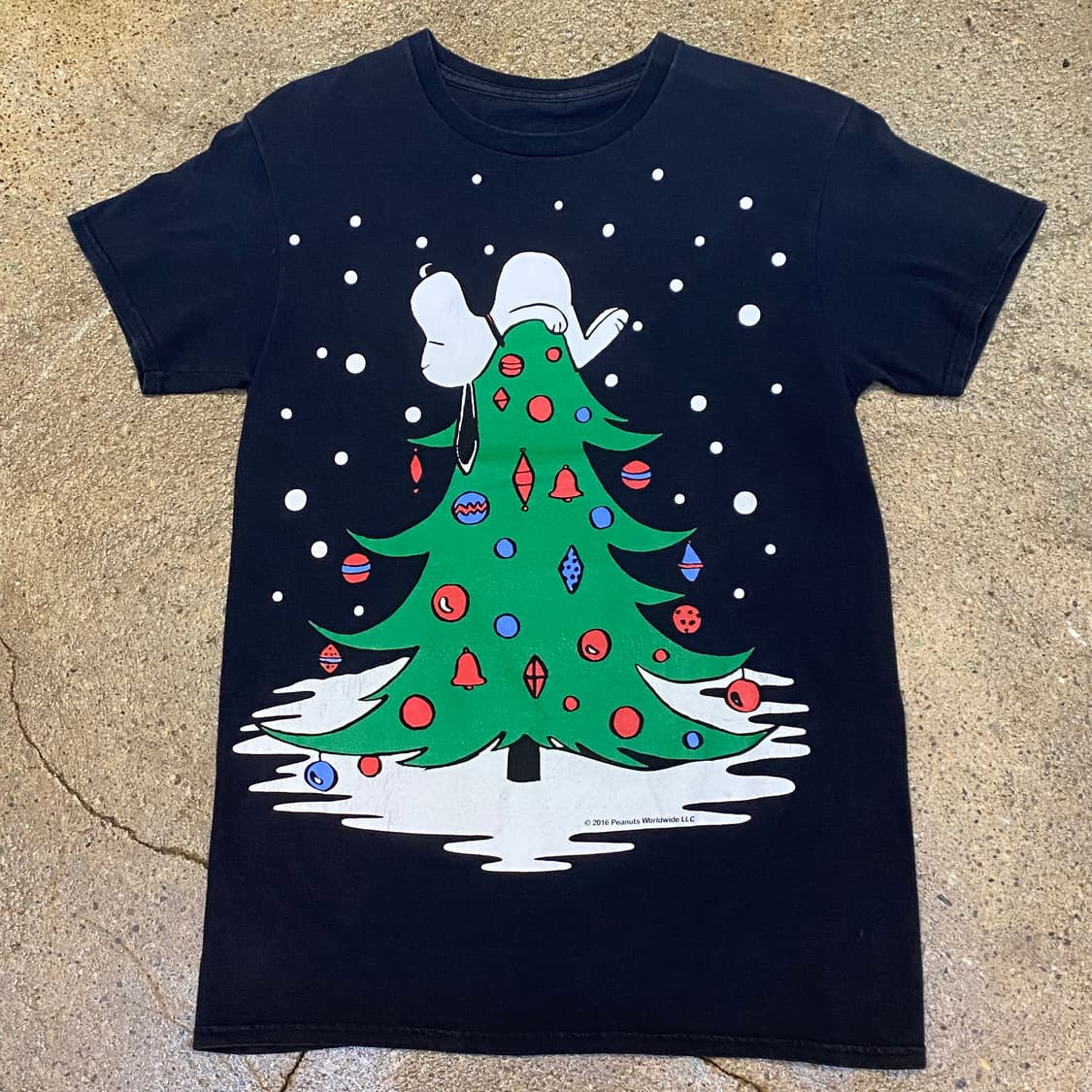미국 빈티지 스누피 크리스마스트리 프린팅 유니크 반팔티 락티셔츠 상품이미지2