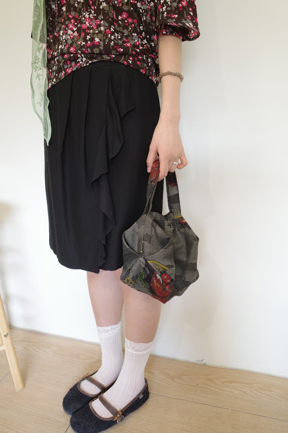 black wrinkle skirt 상품이미지3