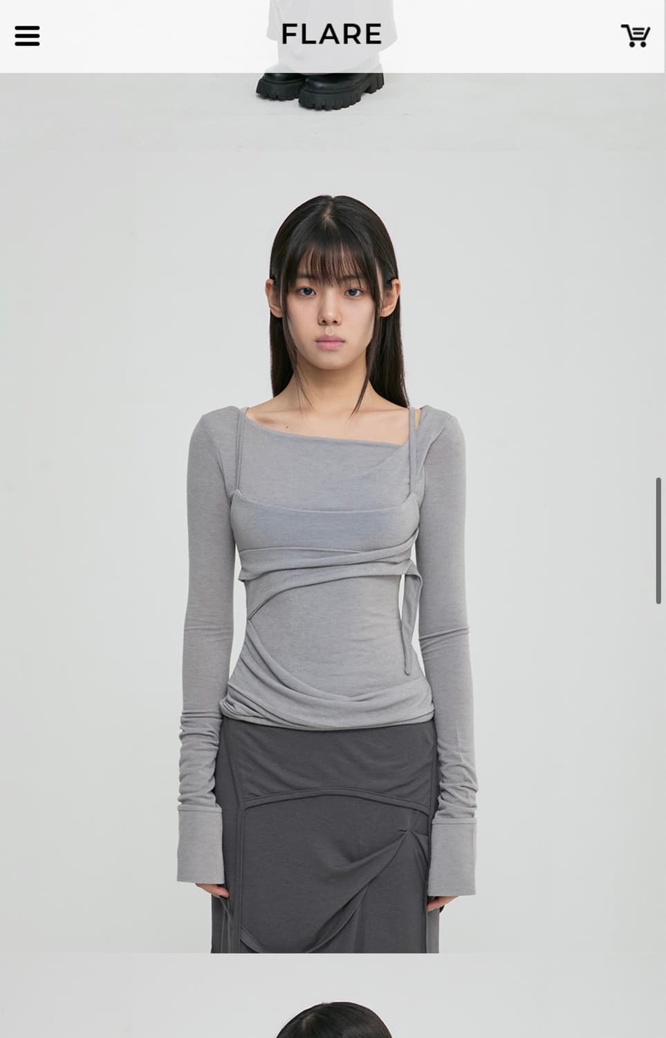 당배) 플레어업 레이어드 뷔스티에 롱 슬리브 그레이 상품이미지1