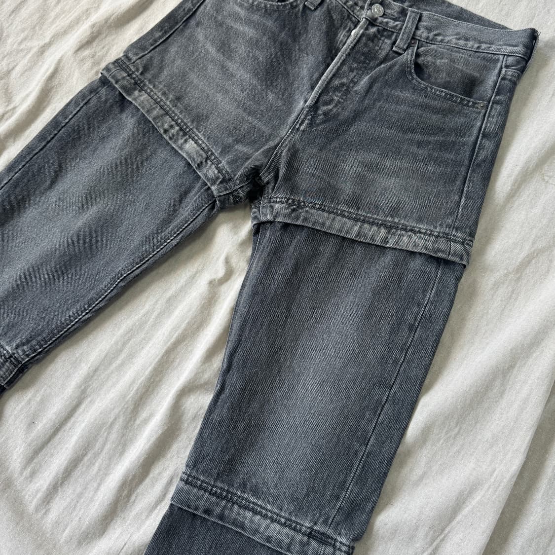 발렌시아가 3in1 지퍼 슬림 흑청 데님팬츠 29(30) 상품이미지2