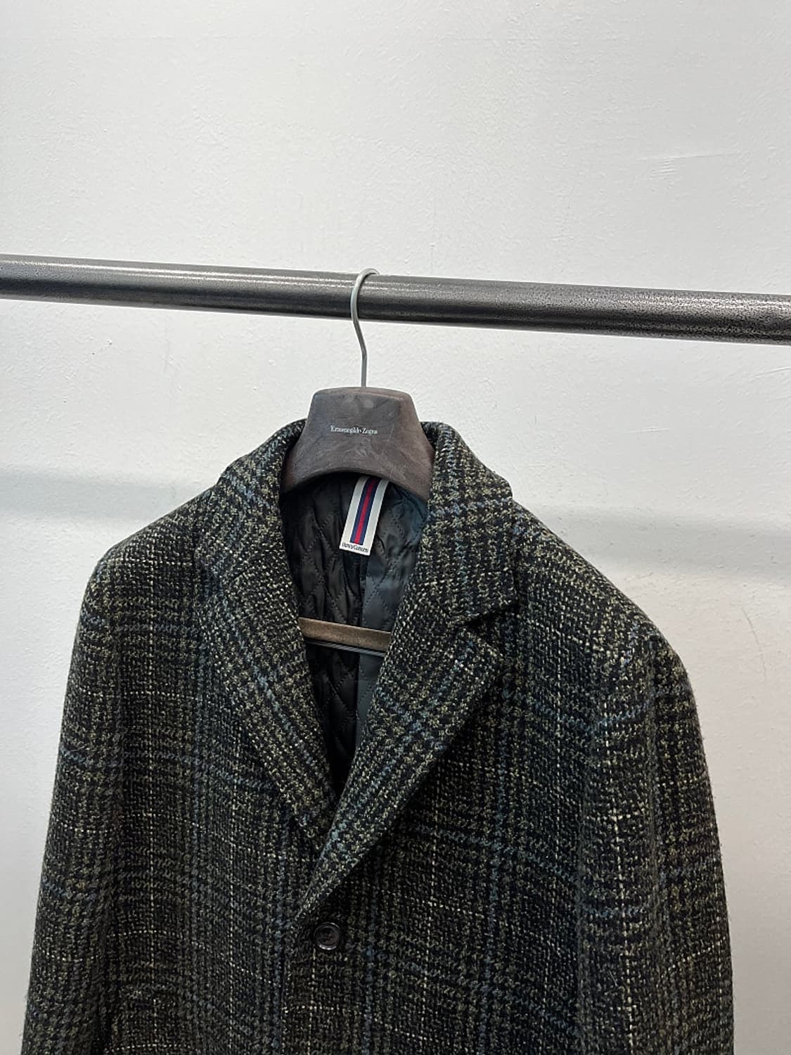 105) 헨리코튼 카키 체크 울코트  상품이미지2