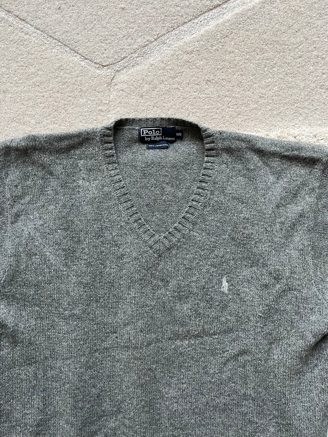 폴로 랄프로렌 100% 램스울 브이넥 니트 (105) 상품이미지3