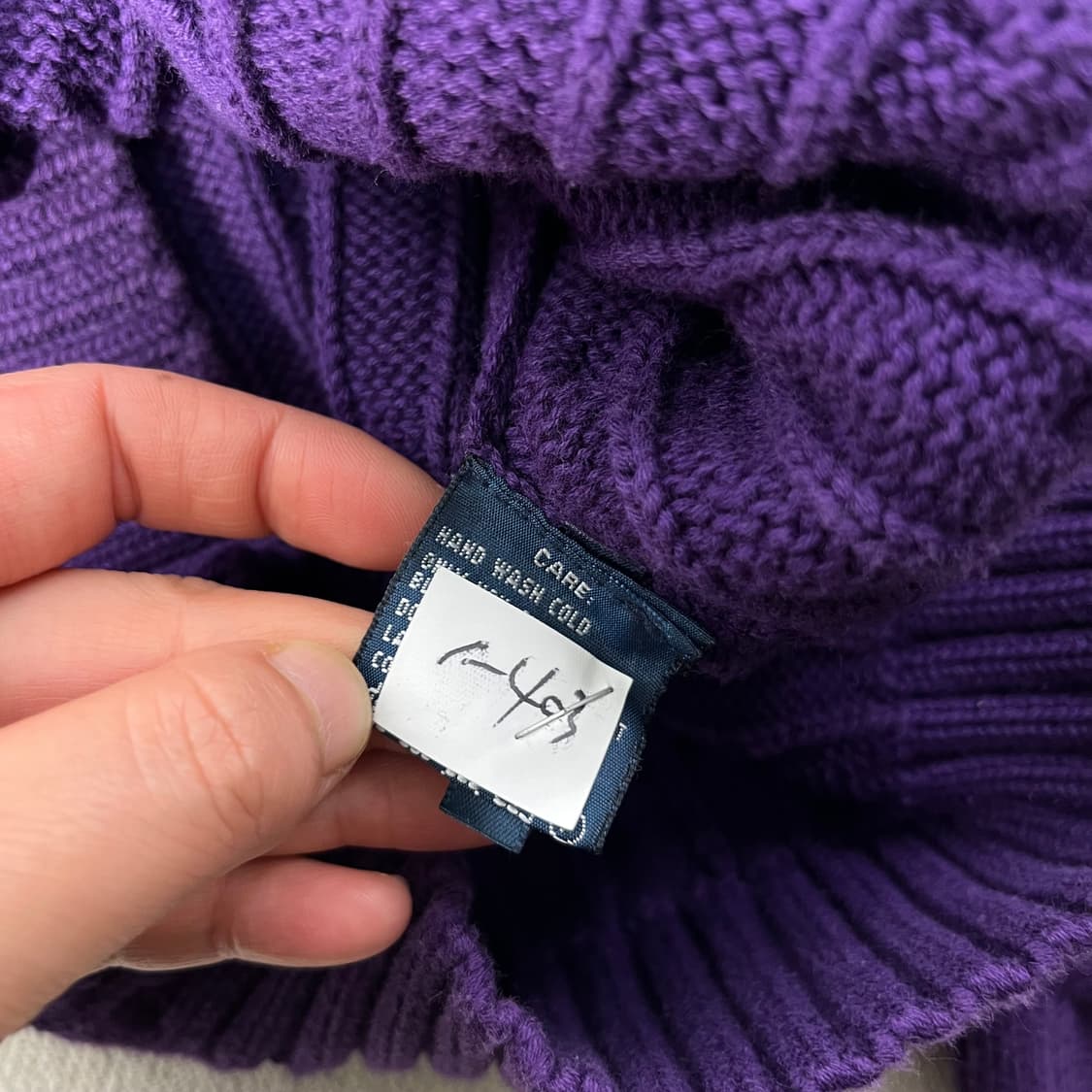 W 95 폴로랄프로렌 코튼 꽈배기 퍼플 니트 상품이미지5