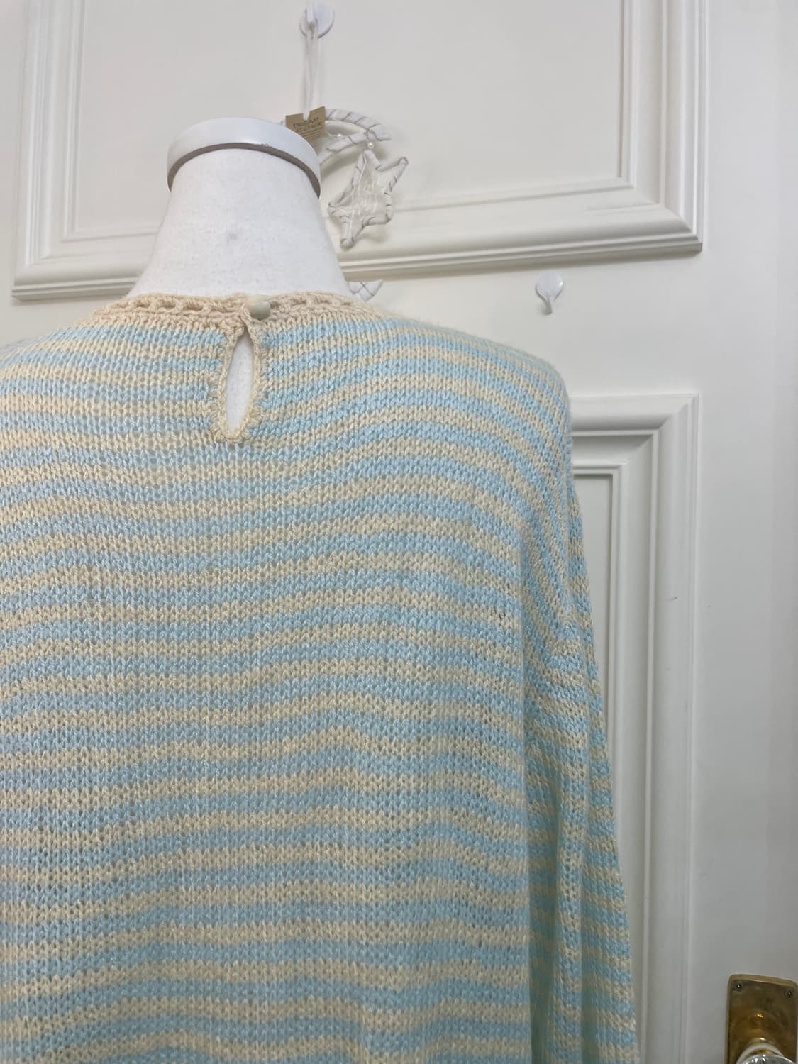 mint yellow stripe basic cute sweater 상품이미지5