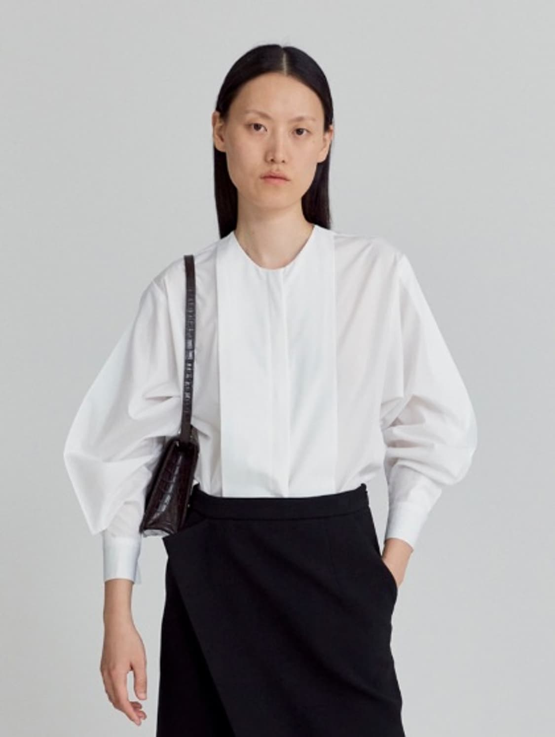 렉토 Buttoned placket blouse white  상품이미지2