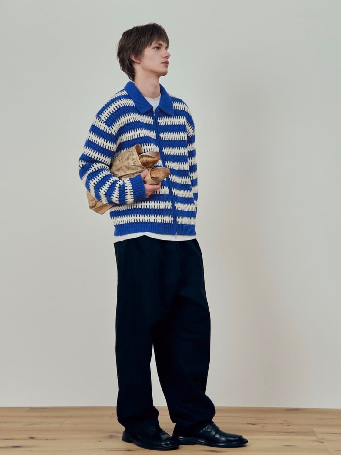 STU 에스티유 스트라이프 카라 집업 스웨터 (M,L) 상품이미지3