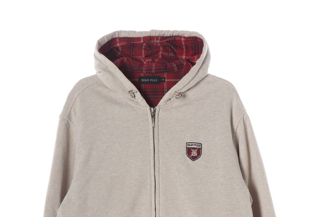 빈폴 베이지 타탄체크 안감 후드 집업 자켓 M 상품이미지3