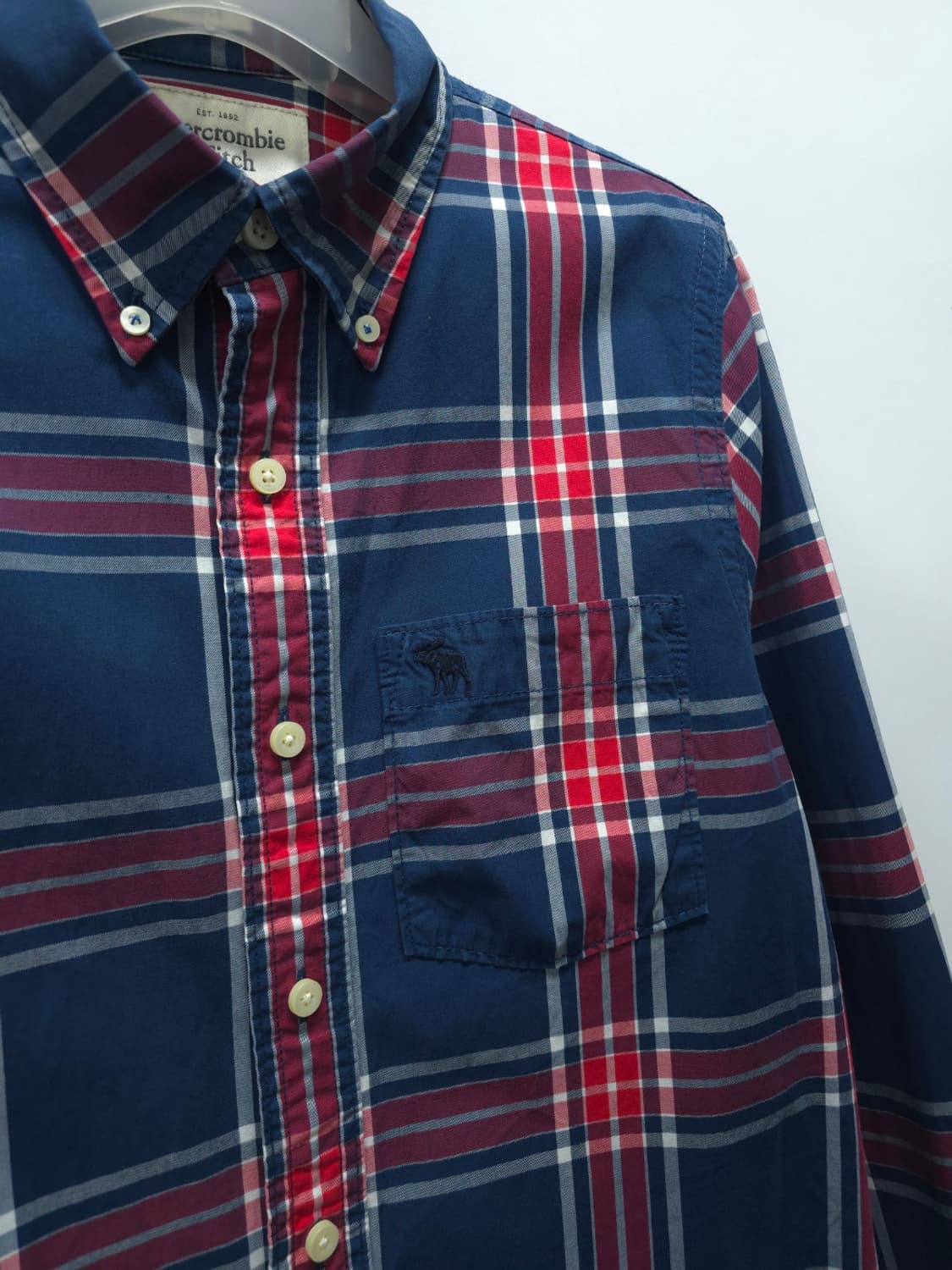 아베크롬비 & 피치 네이비 레드 체크 봄가을 셔츠 (남성95) 상품이미지4