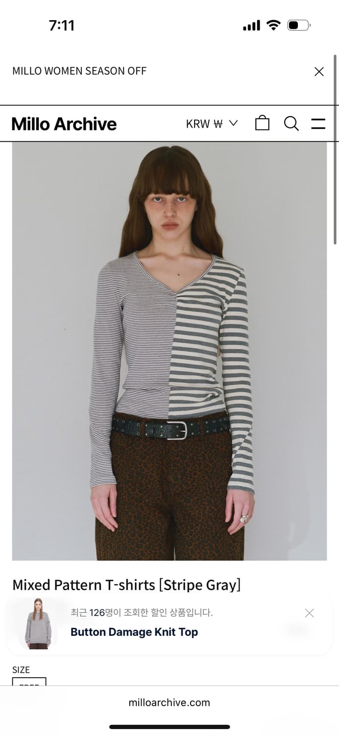 Mixed Pattern T-shirts [Stripe Gray] 상품이미지4