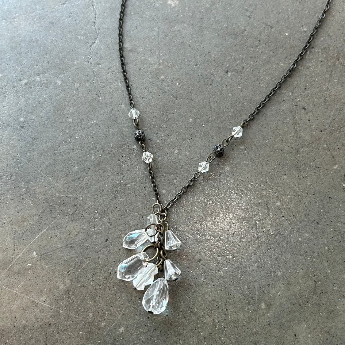 Crystal gemstone drop necklace 상품이미지4