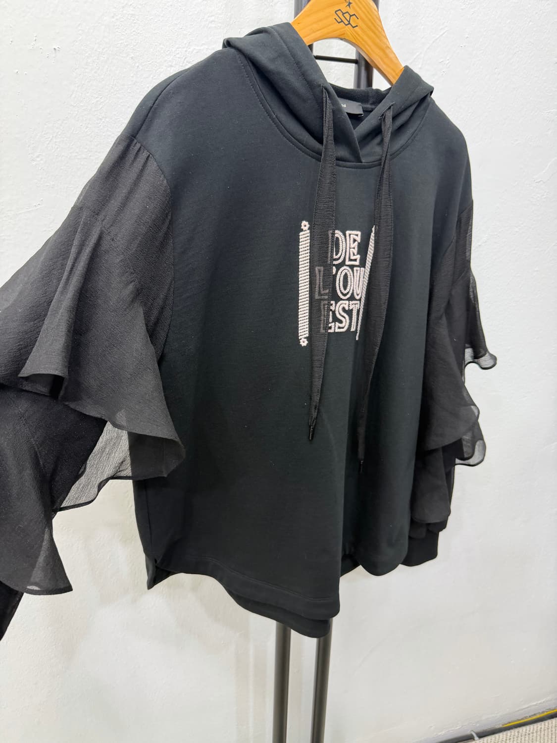 정품) O2ND 오즈세컨 한섬 21ss 블랙 시스루 후드티 82 상품이미지2