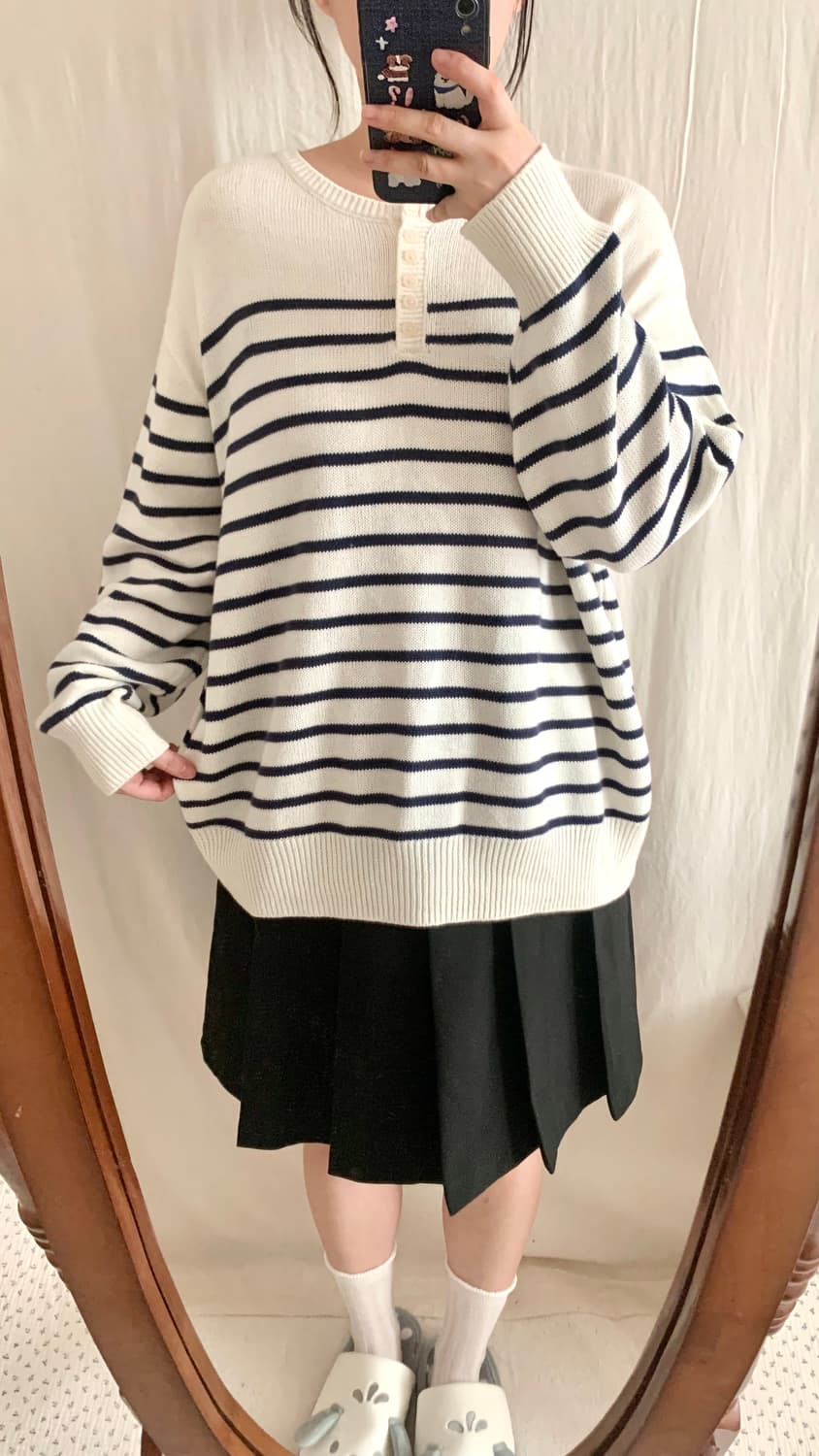 Logosdays 네이비 스트라이프 여리 니트 상품이미지3