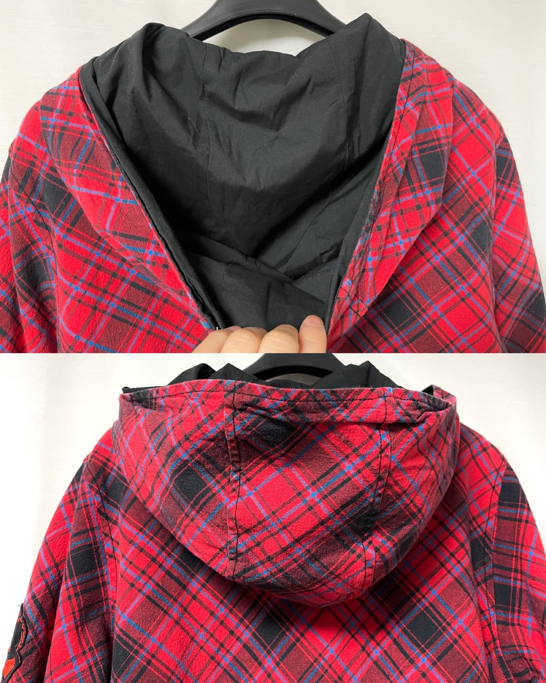 에밀리더스트레인지 여성 코듀로이 체크 펑크 스컬 더플 점퍼 M _ 레드 상품이미지6