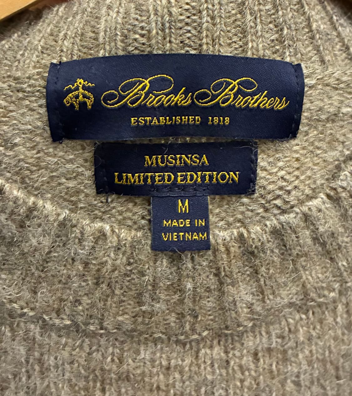 (M/100)브룩스브라더스 x 무신사 울 쉐기독 니트 스웨터 브라운 상품이미지8