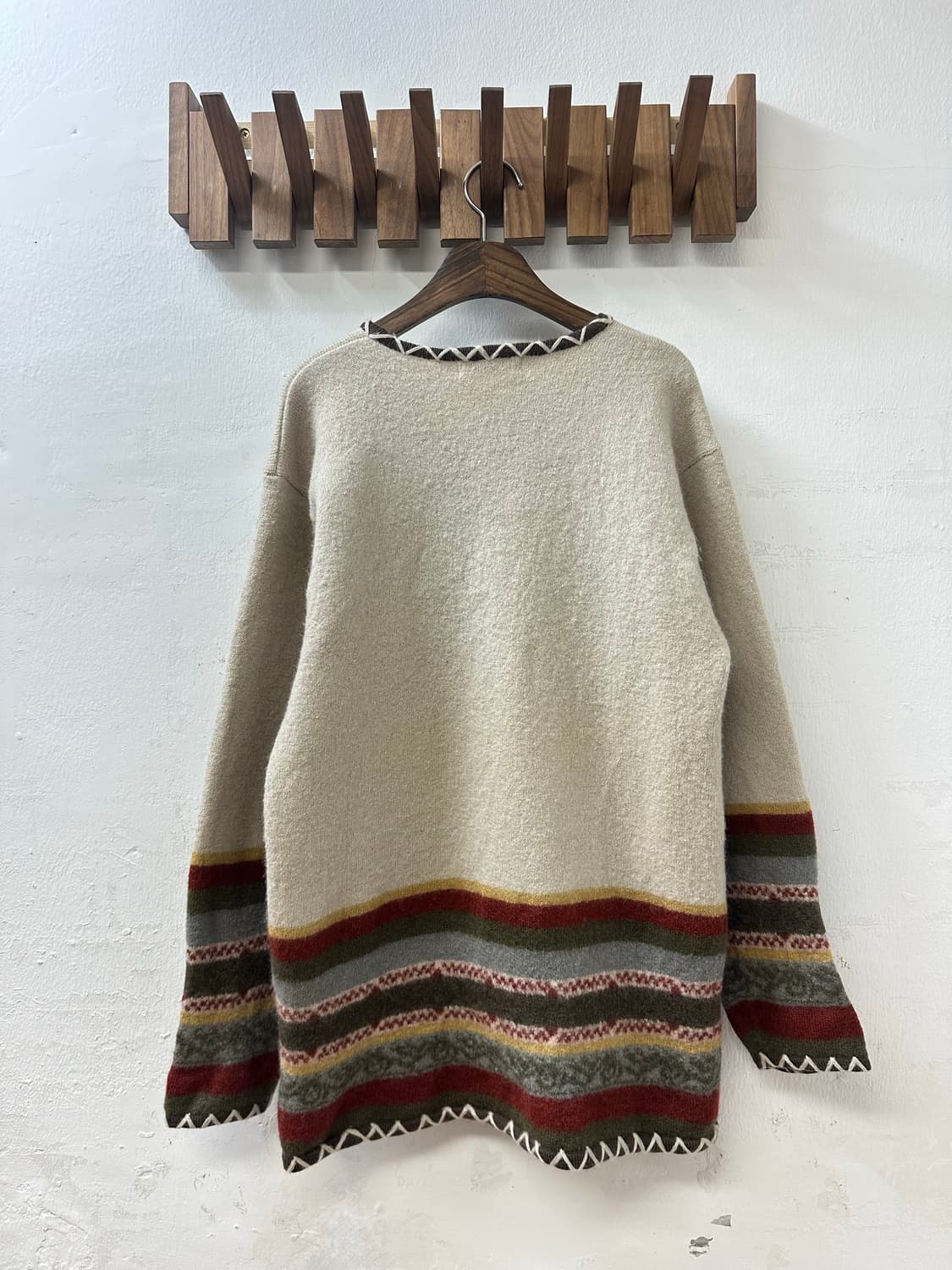 일본빈티지 SAISON DE ELLE 울100% 우드 버튼 니트 가디건 상품이미지5