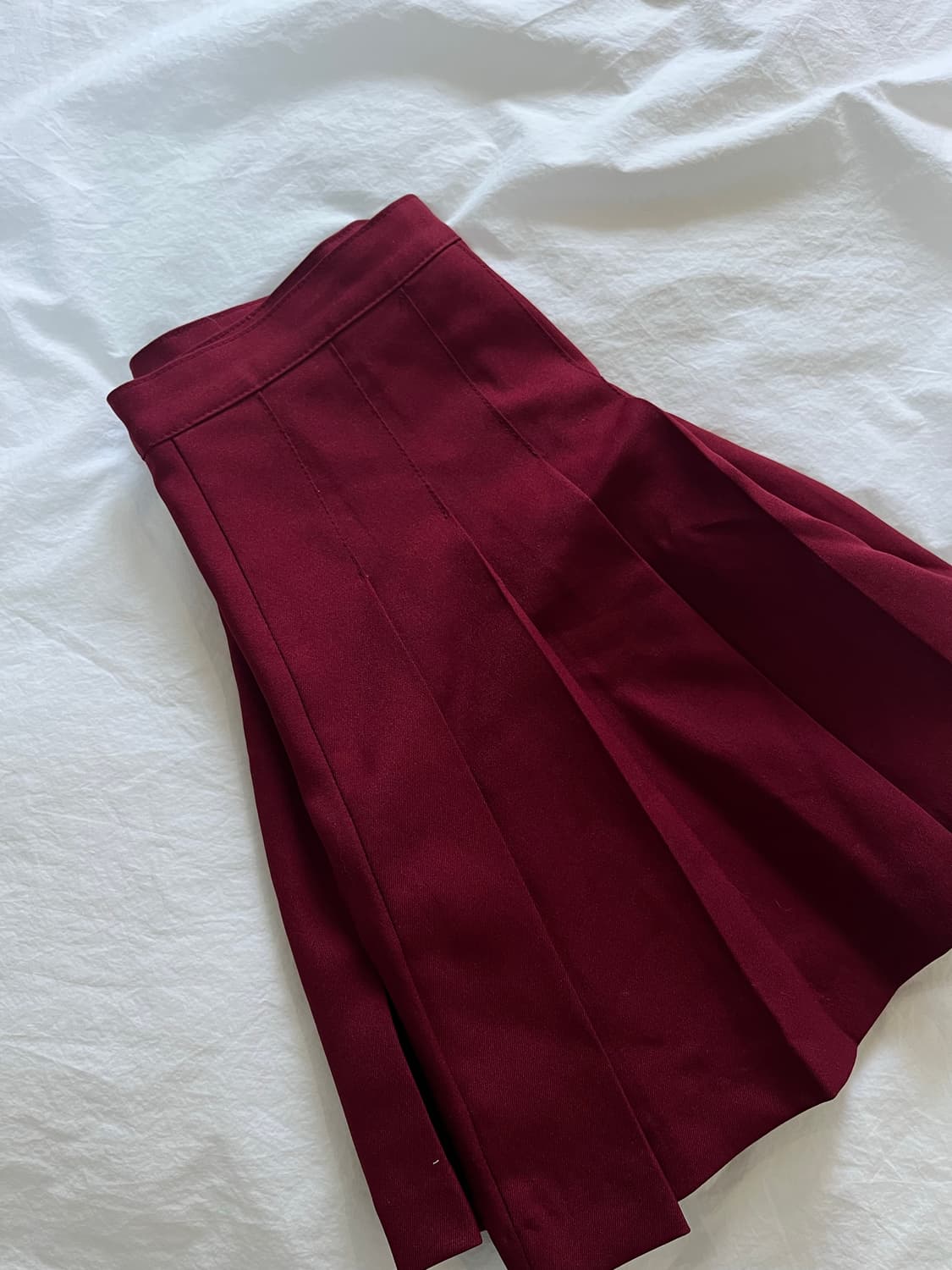 버건디 플리츠 스커트 M 상품이미지1
