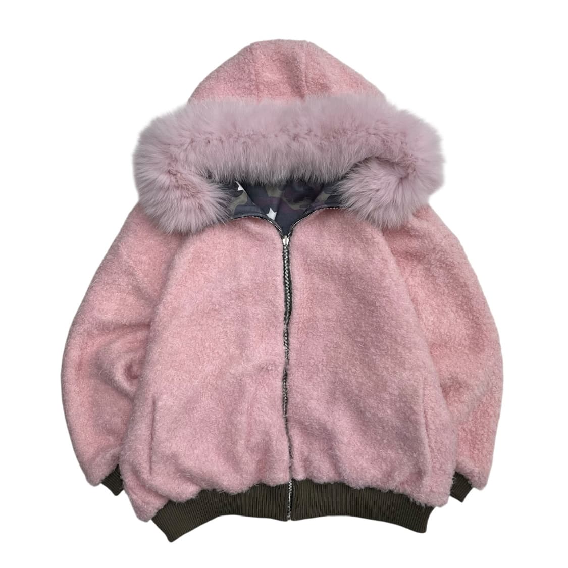 재팬 카모 딸기우유맛 울프죠 리버시블 후드 점퍼 상품이미지4