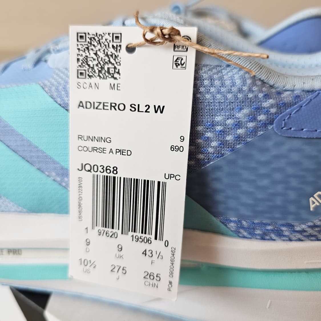 275 새제품) 아디제로 SL2 아쿠아 블루 런닝화 남자 270~275 상품이미지5