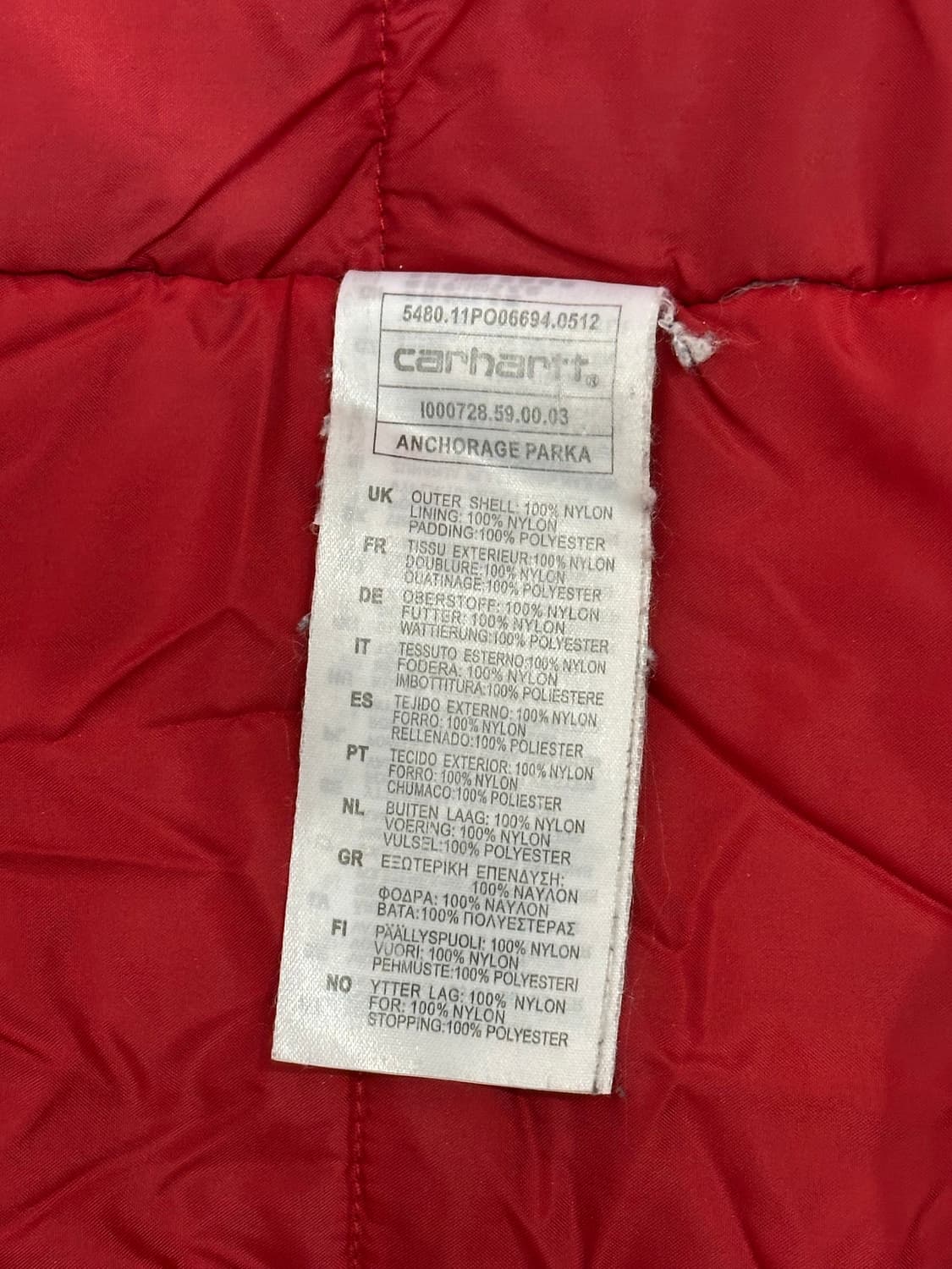 칼하트 레드 후드 패딩 파카 야상 점퍼 S 상품이미지8