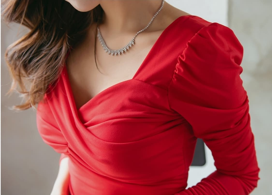 레드원피스 셔링원피스 홀복원피스 상품이미지5