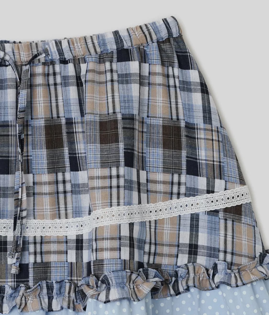 타입서비스 레이스 트림 러플드 체크 스커트 블루  상품이미지6