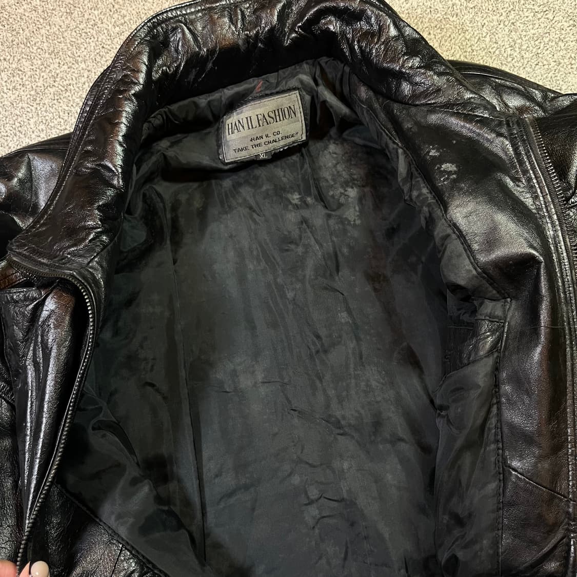 Vintage 빈티지 하이넥 가죽 봄버 자켓 상품이미지4