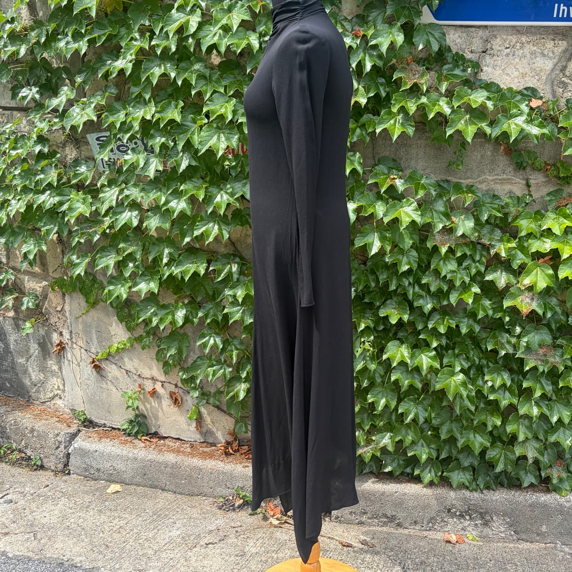 여성 빈티지 목폴라 주름 레이어드 시스루 절개 롱 원피스 긱시크 상품이미지2