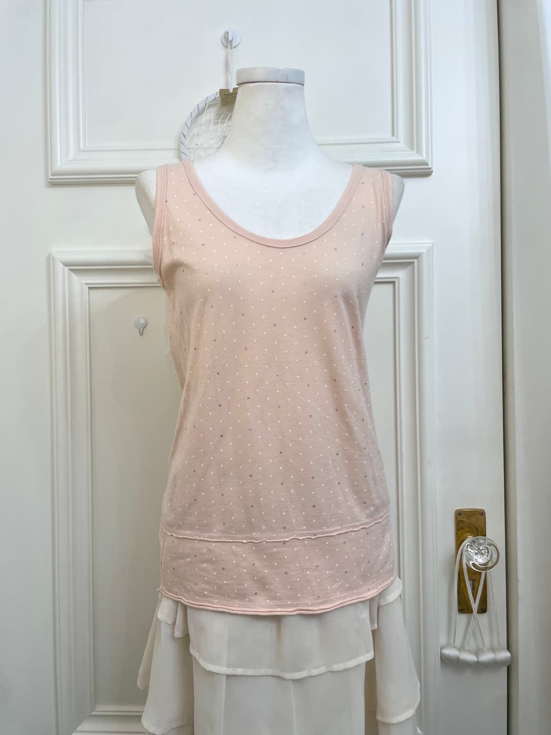 coral dot sleeveless cotton top&coral bo 상품이미지7