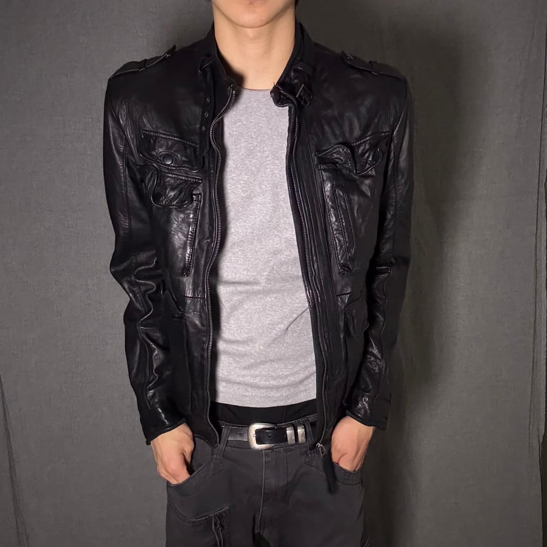 포켓 디테일 양가죽 자켓 상품이미지4