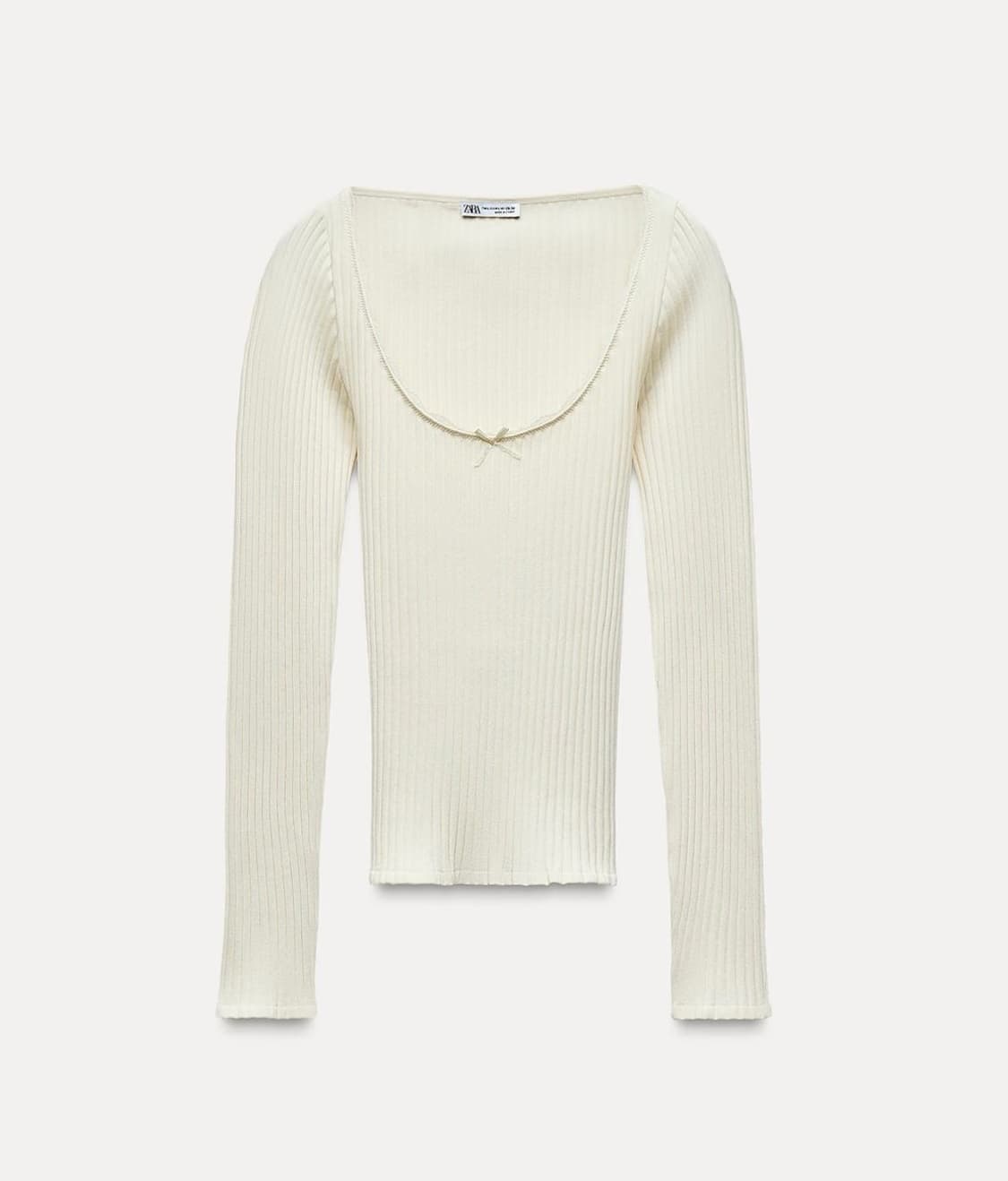 ZARA 자라 레이스 리본 심리스 티셔츠, 자라 레이스 티셔츠 아이보리 상품이미지9
