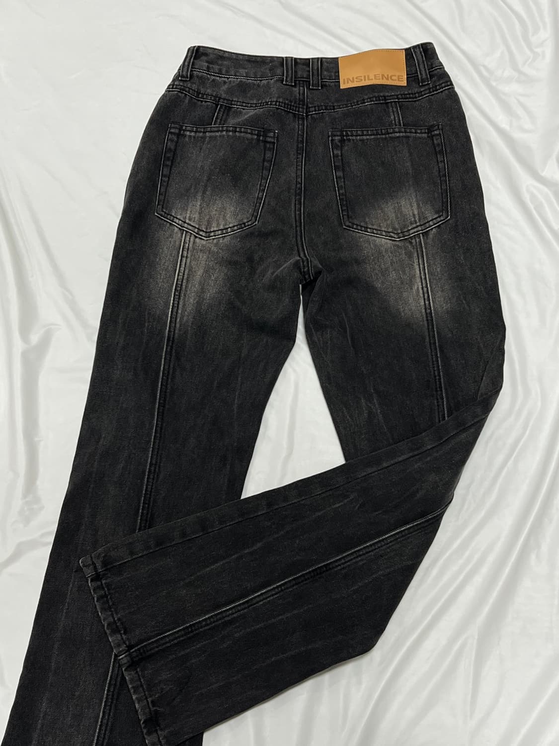 (XS) 인사일런스 세미 플레어 흑청 데님 팬츠 상품이미지3
