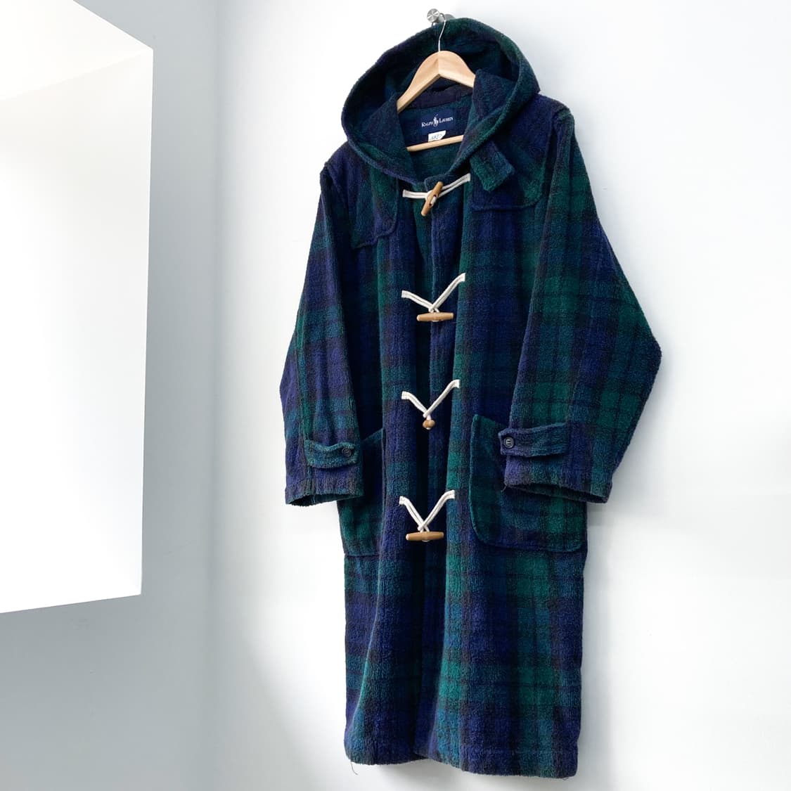 폴로 랄프로렌 블랙 와치 타탄 체크 타월 더플 코트 상품이미지3