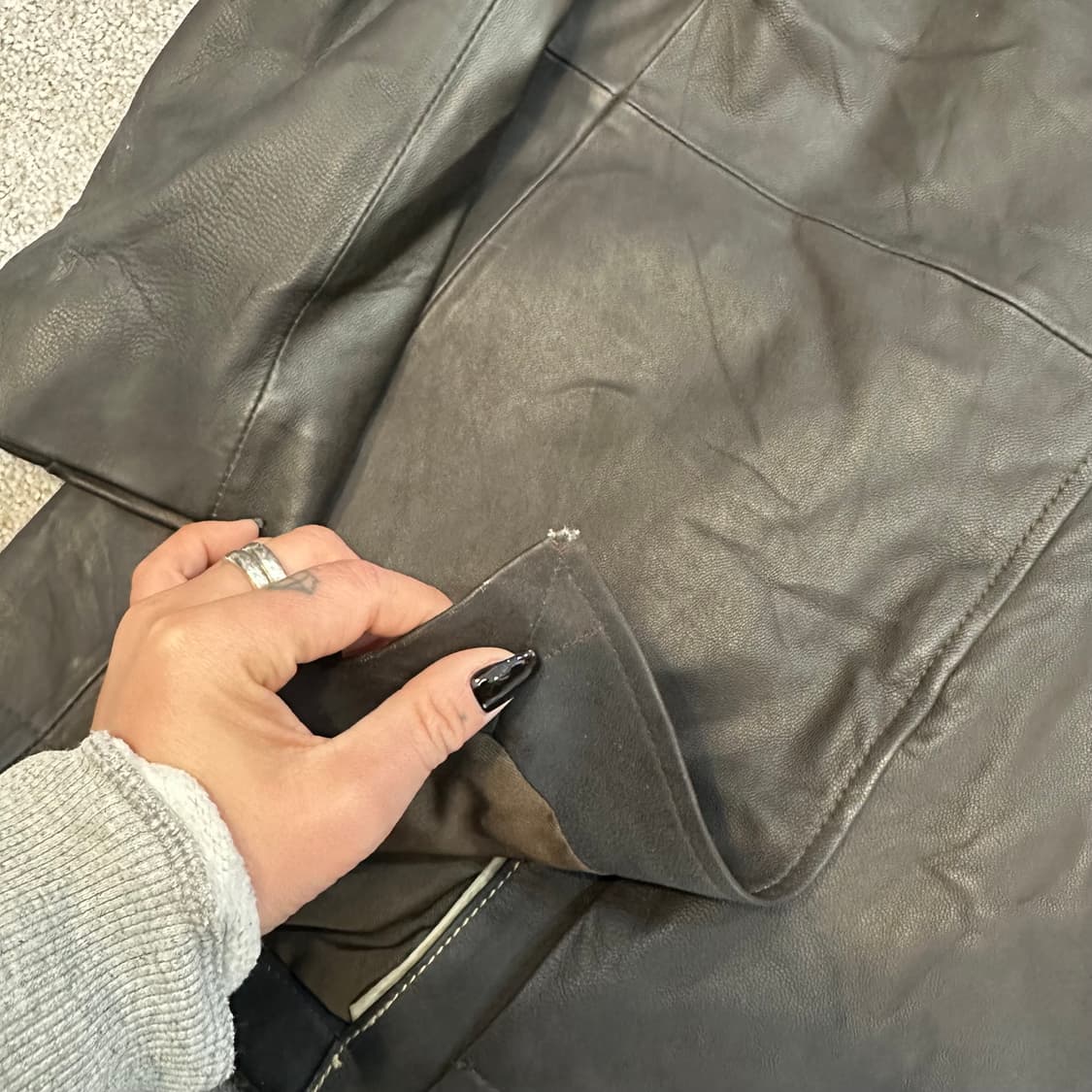 골든베어 블랙/브라운 양가죽 블레이저 자켓M 상품이미지8