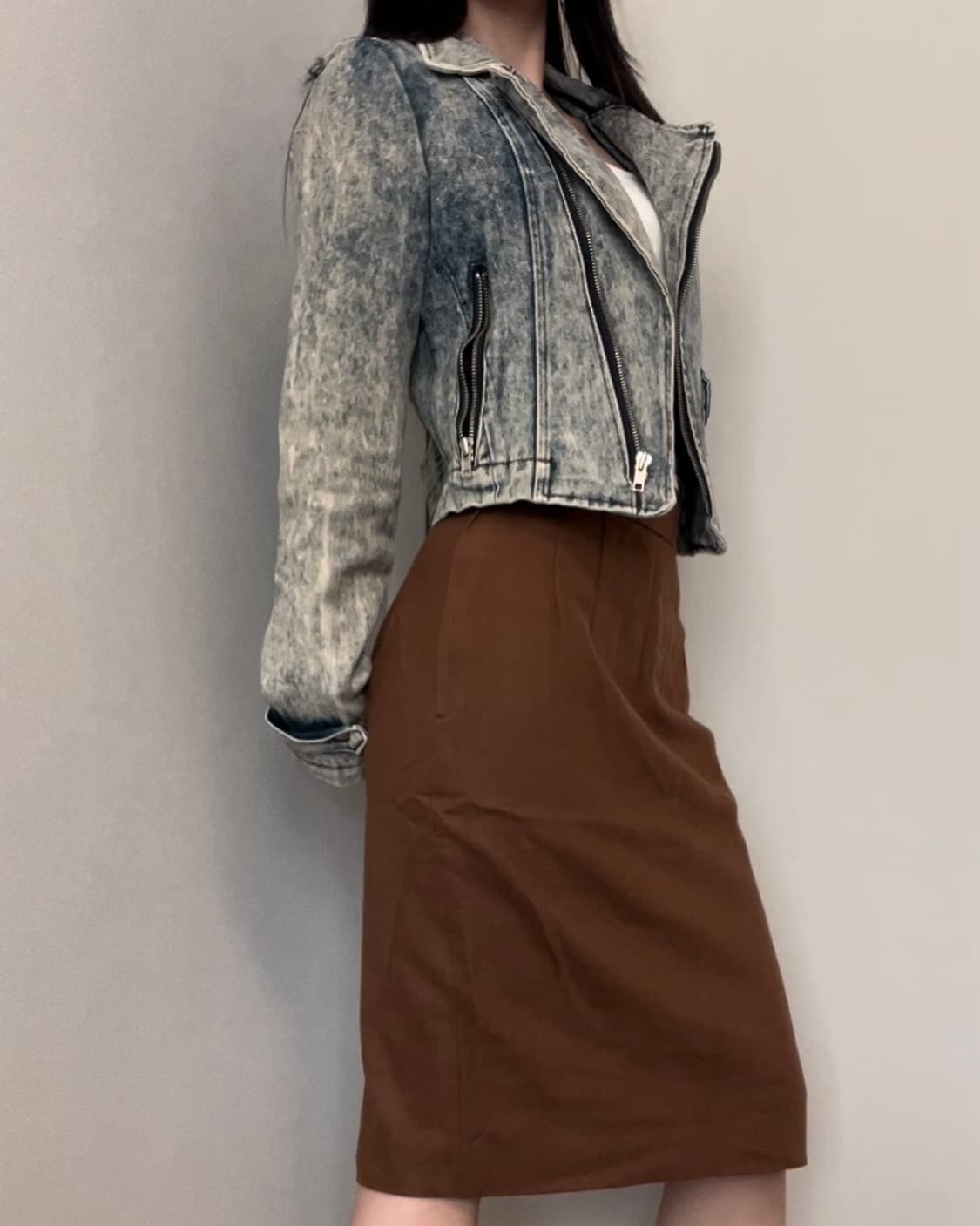 camel brown suede midi skirt 상품이미지1