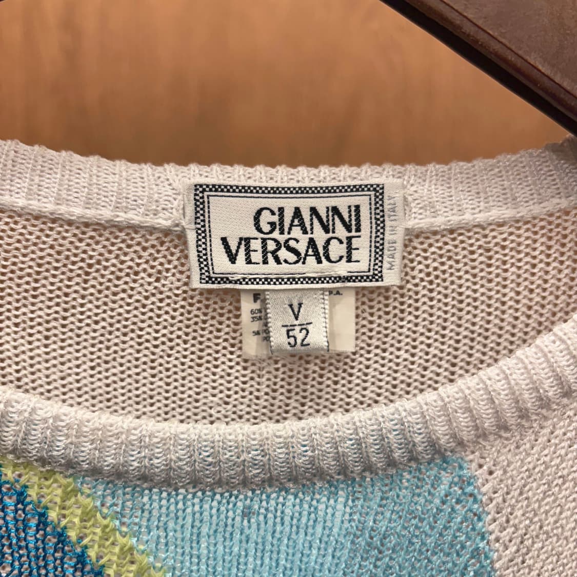 베르사체 긴팔 시어 니트 지그재그 기하학 그래픽 패턴 디테일 화이트 상품이미지6