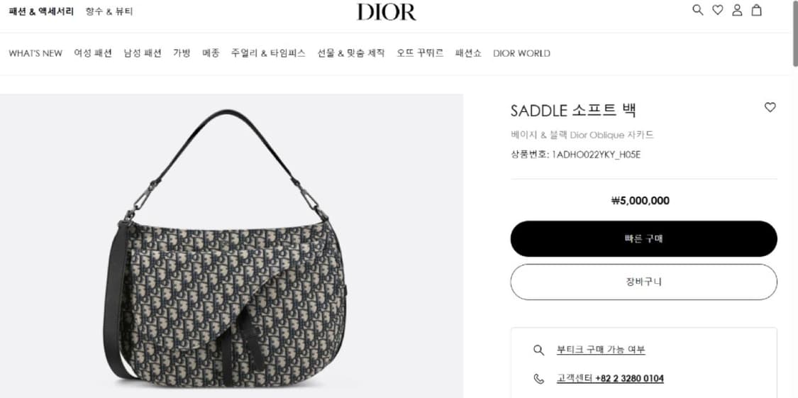 디올 새들 소프트 백 베이지 & 블랙 오블리크 상품이미지6