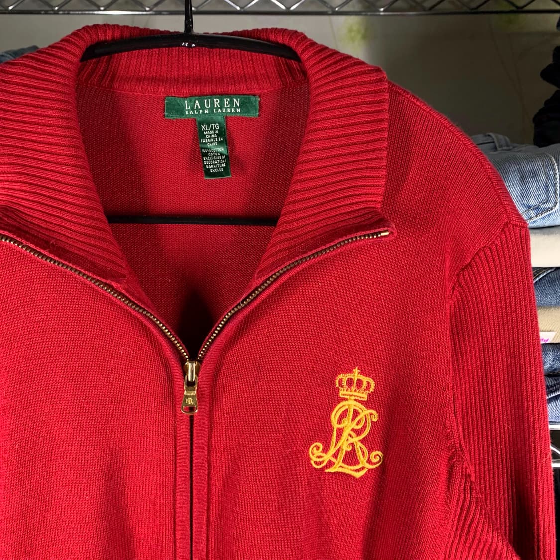 [XL] 로렌 랄프로렌 자수포인트 니트집업 상품이미지1