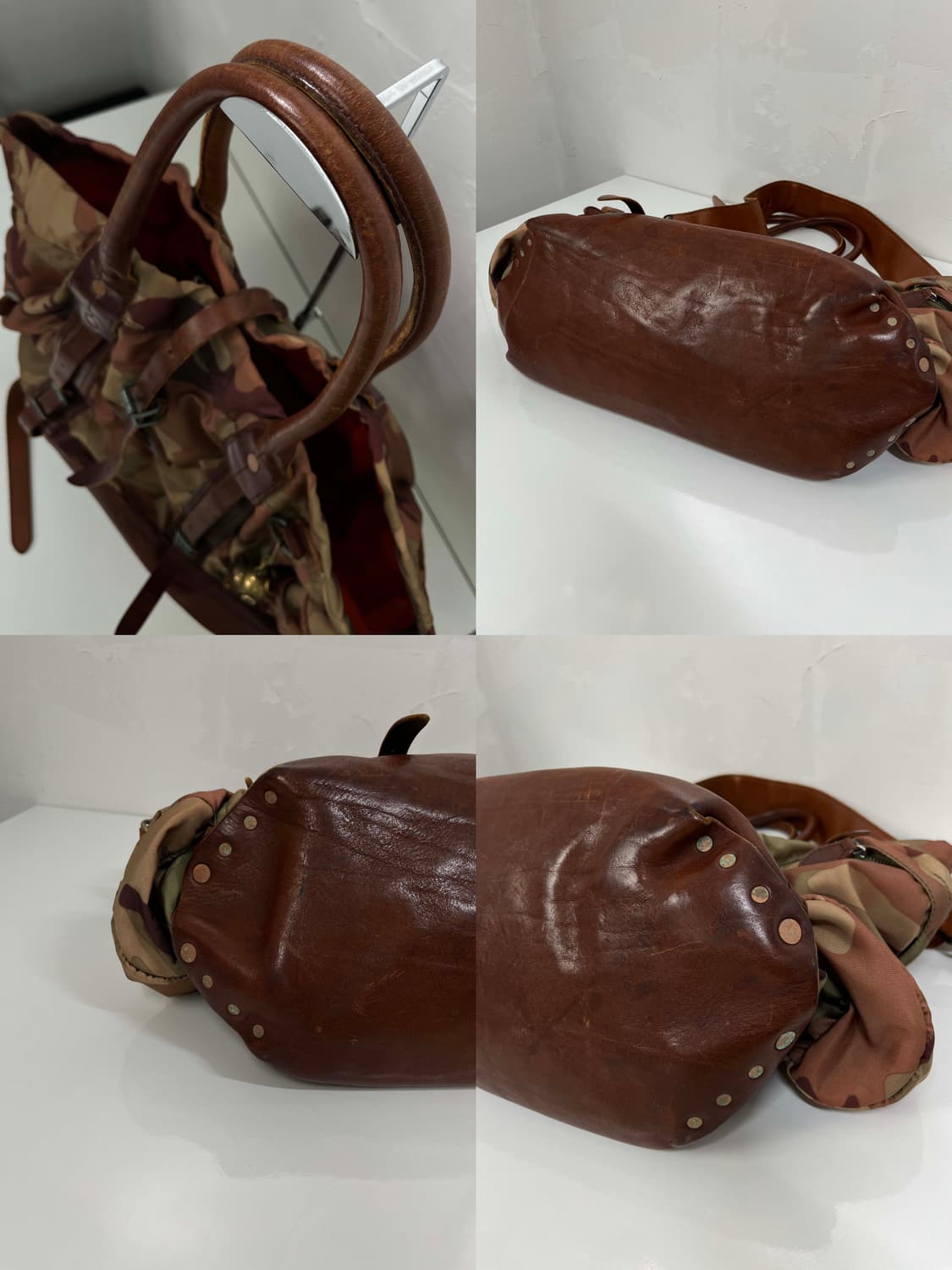 폴로 랄프로렌 헤리티지 카모플라주 브라운 레더 콤비 빅토트백 상품이미지7