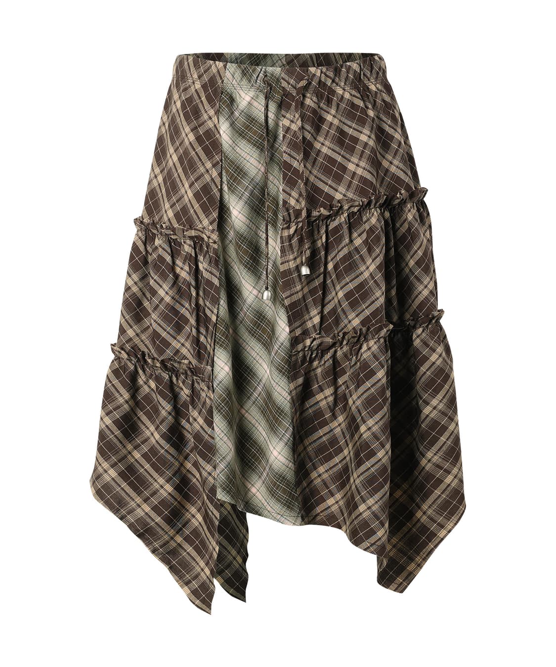 더바이닐하우스 UNBALANCE LAYERED CHECK SKIRT 상품이미지2