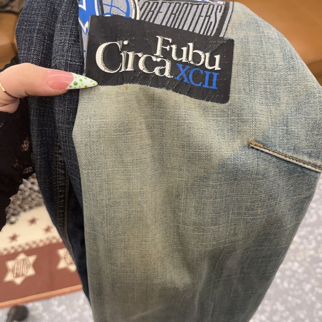 푸부 올드스쿨 레트로 스트릿 언발 프린팅 데님팬츠 32인치 C08953 상품이미지8