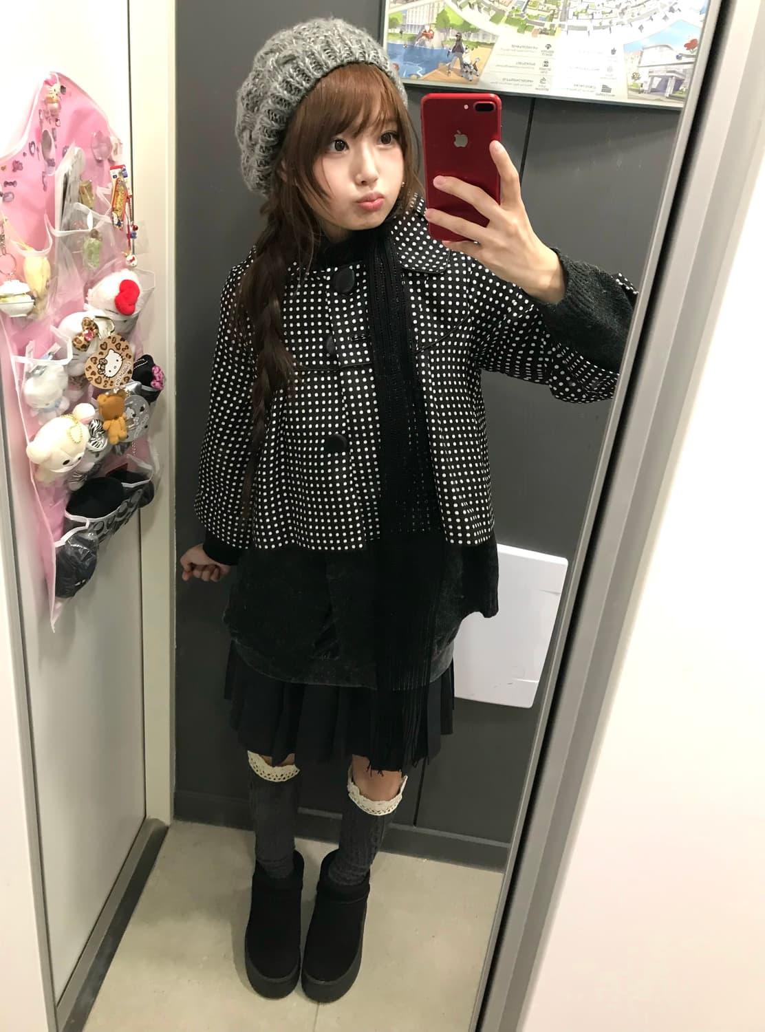 무채색 데일리 니혼진 도트 코트 코디세트 상품이미지2