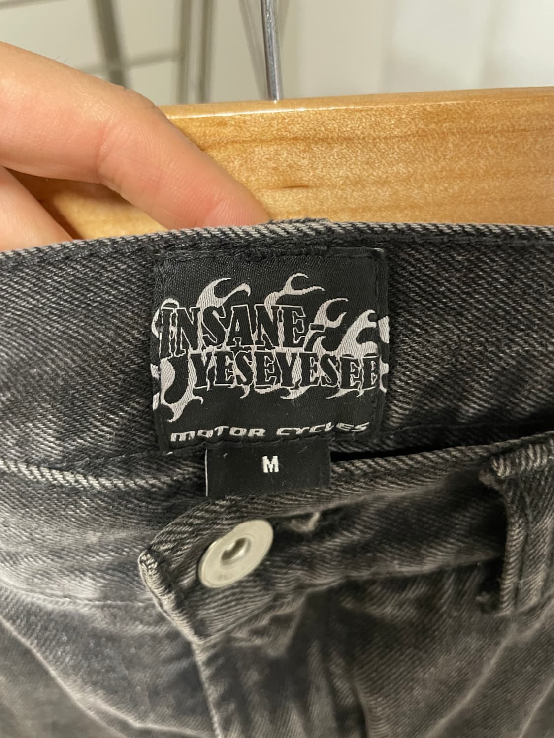 [M] 예스아이씨 x 인세인 개러지 와이드 모터 흑청데님 팬츠 상품이미지3