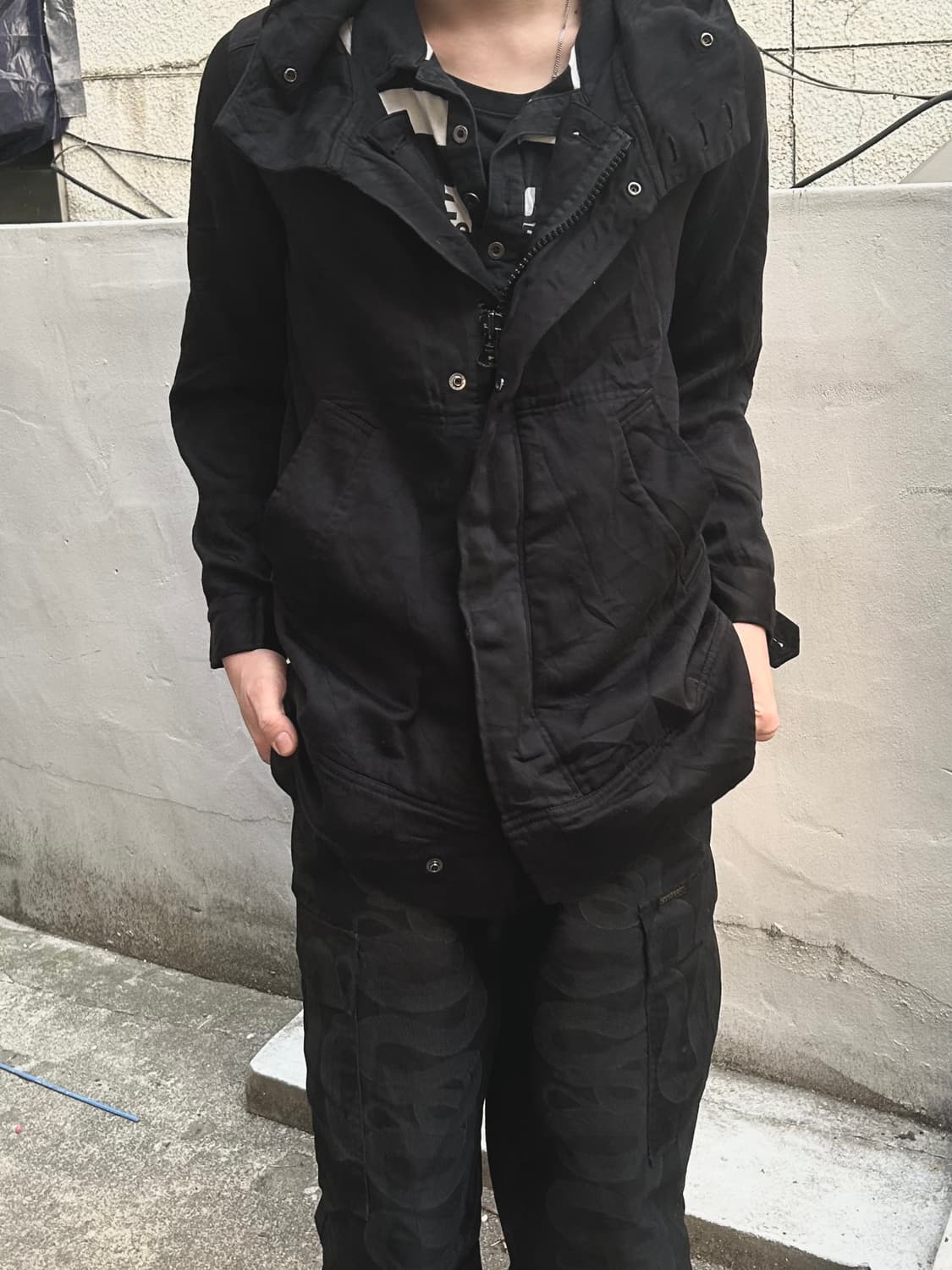 2000s zucca 블랙 버튼 하이넥 후드 자켓  상품이미지4