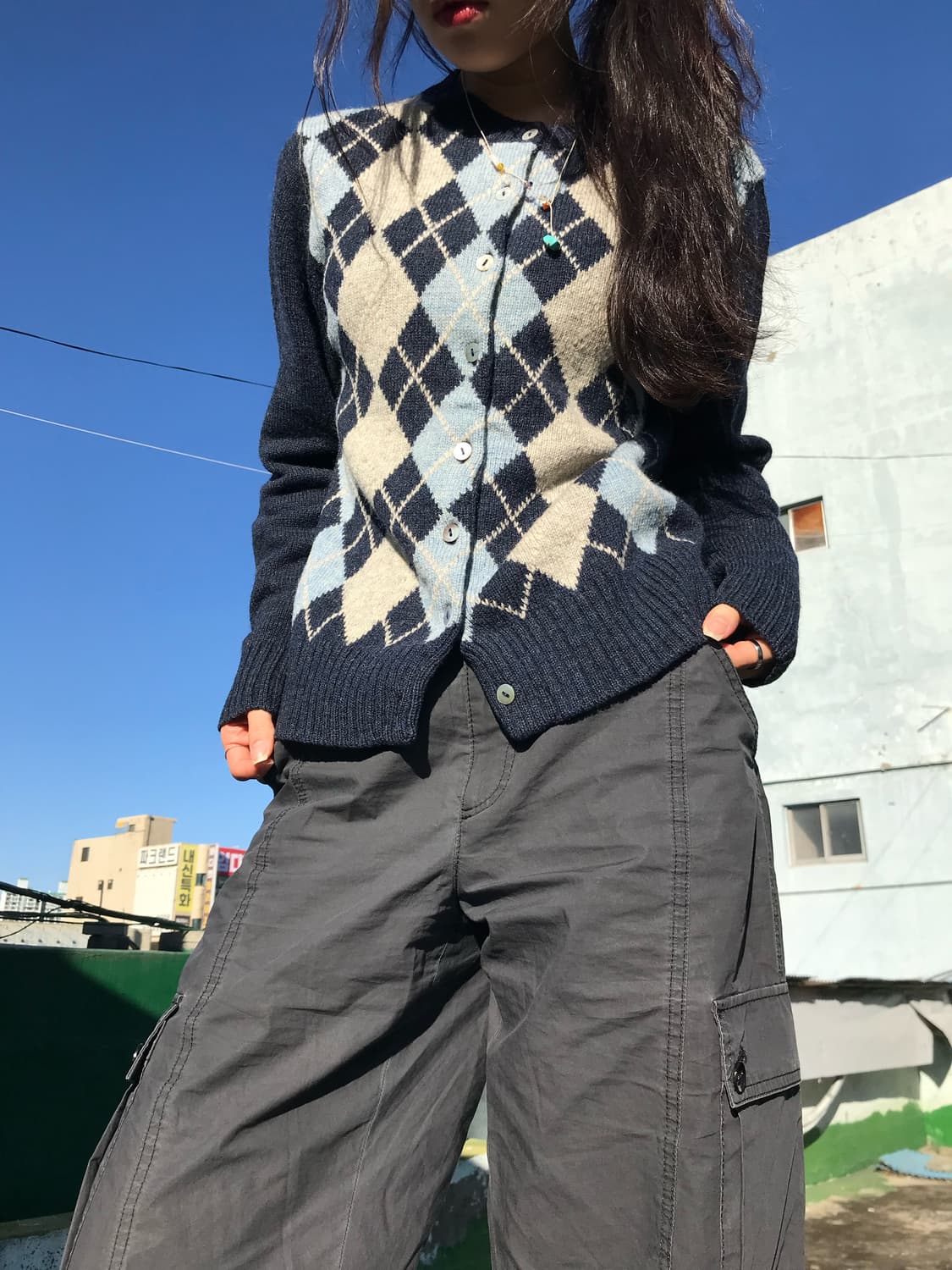 베이비블루 아가일 가디건 상품이미지2