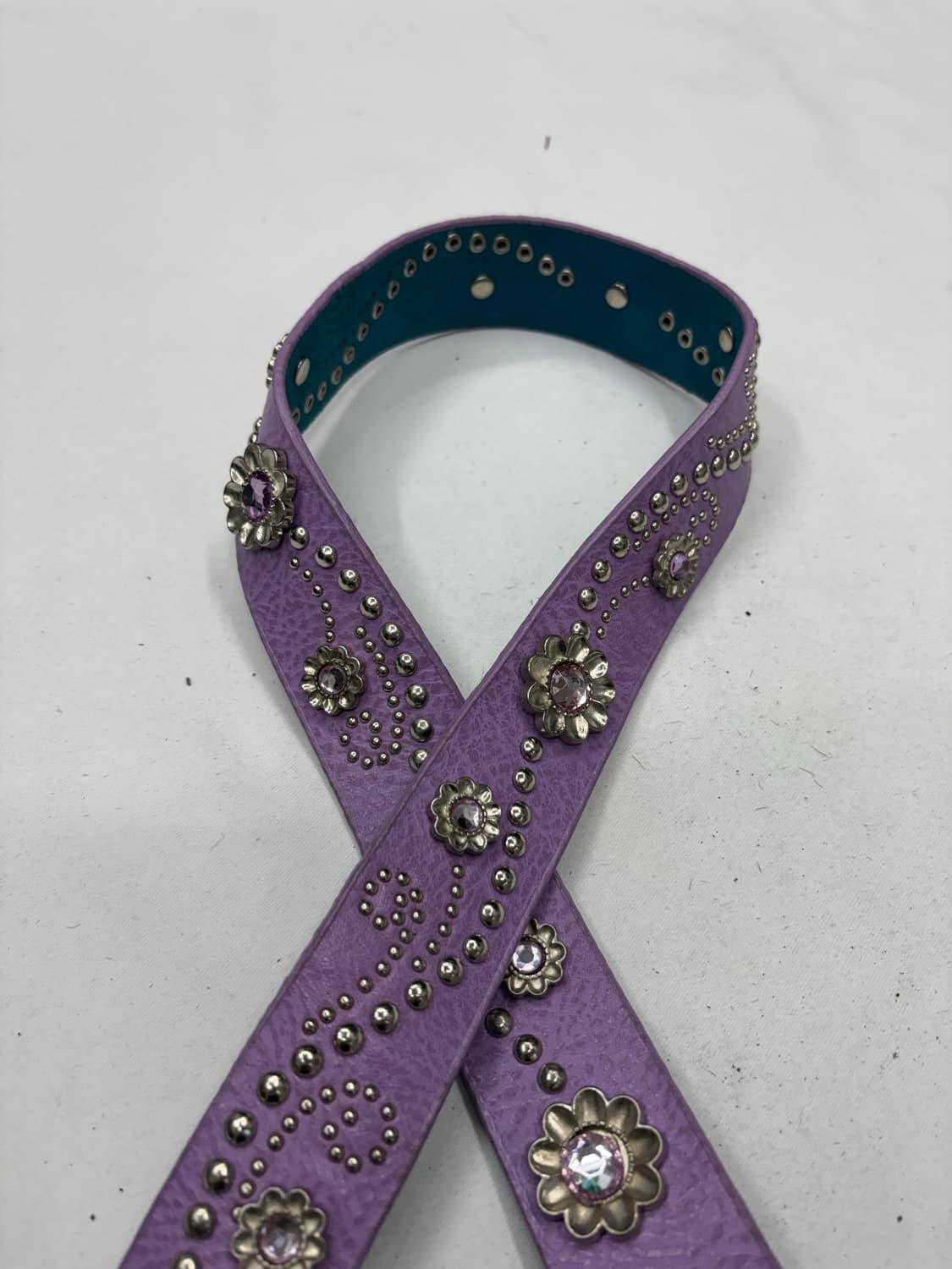 빈티지 퍼플 버터플라이 스터드 카우걸 레더 벨트 상품이미지5