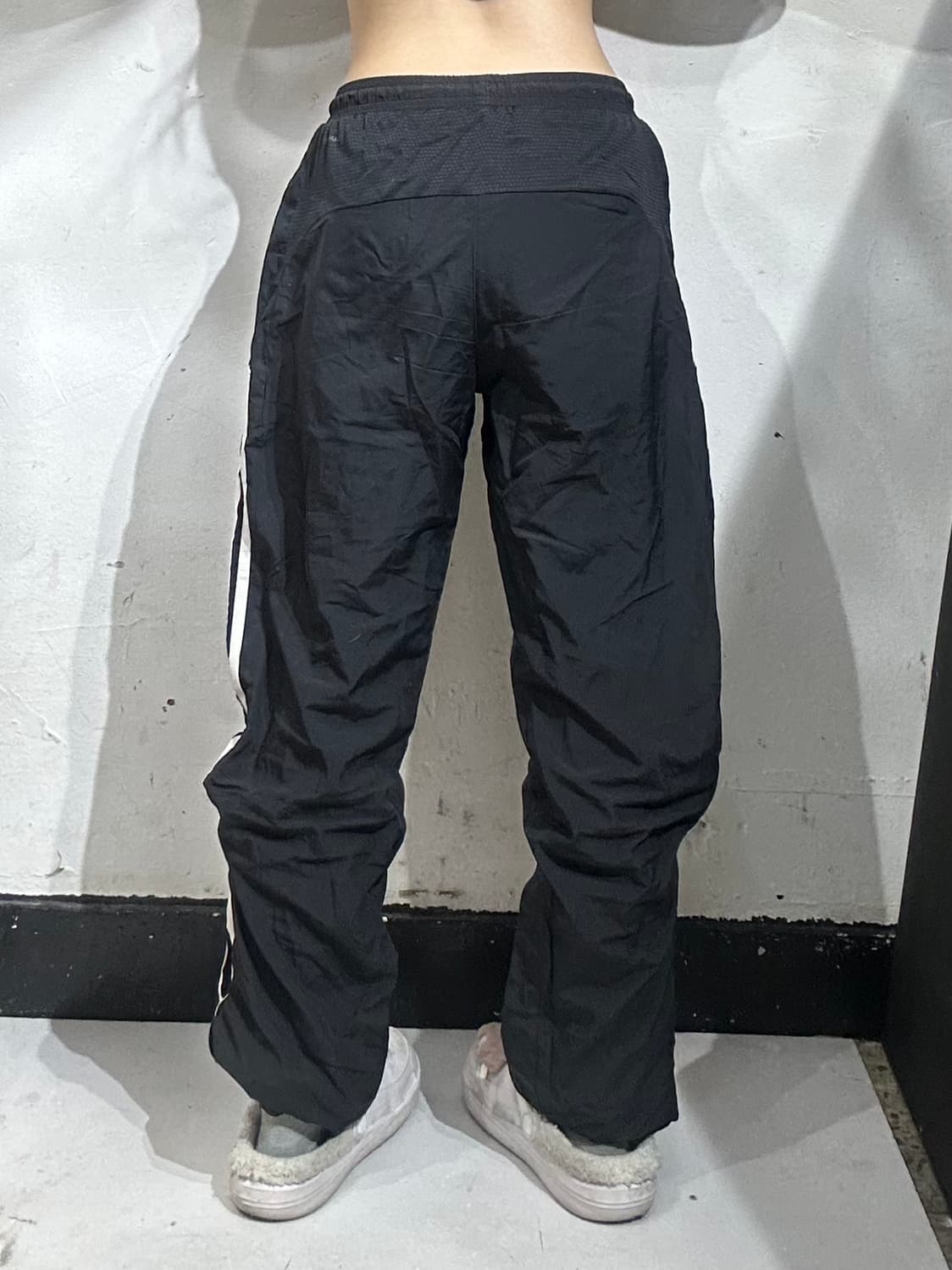 아디다스 블랙 와이드 화이트 삼선 스몰 로고 트랙 팬츠 M 상품이미지3